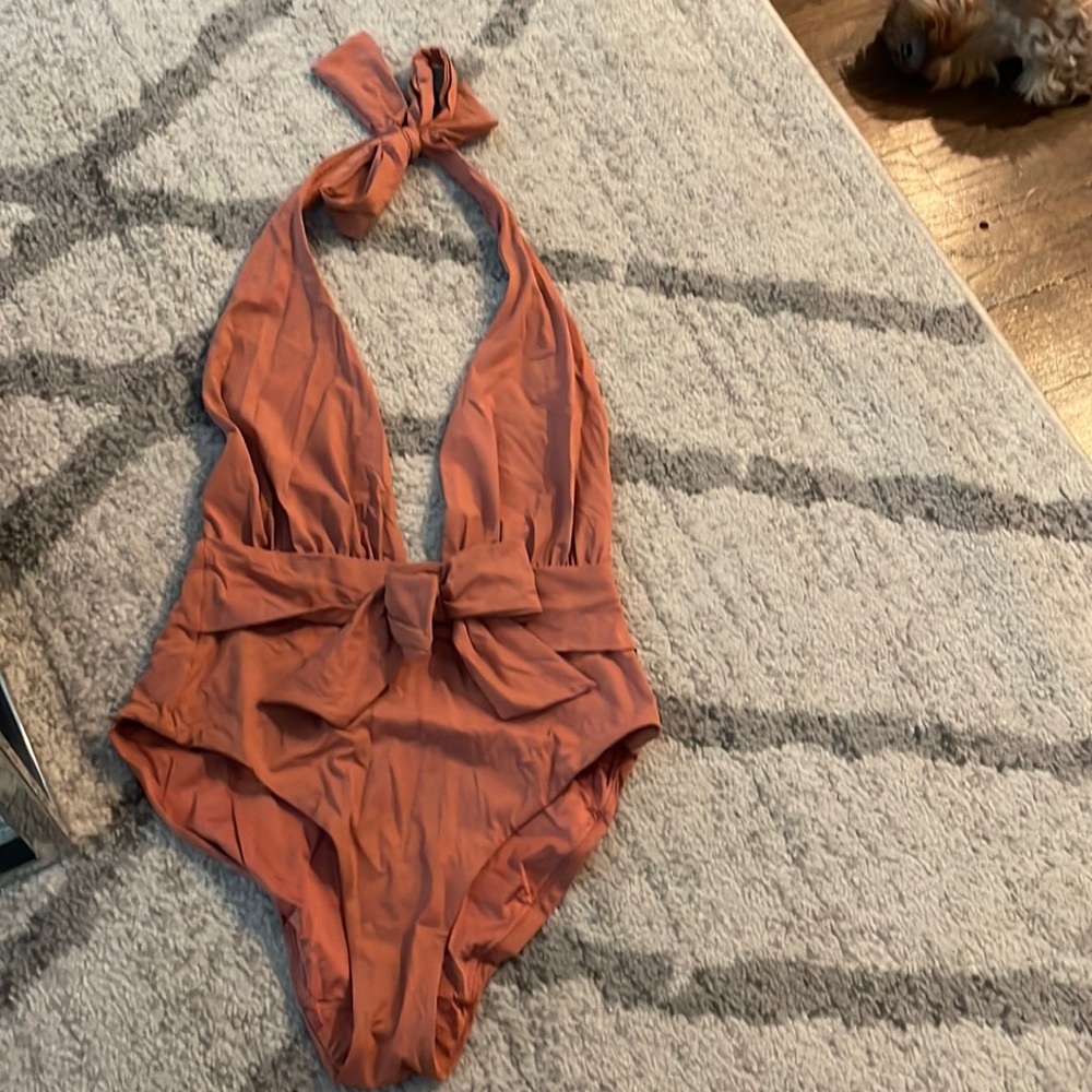 Weworewhat size M halter one piece with bow detail